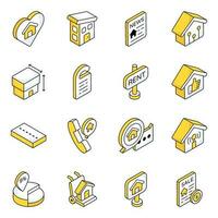 Pack of Property and Accessories Flat Icons vector