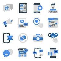Set of Social Media Flat Icons vector