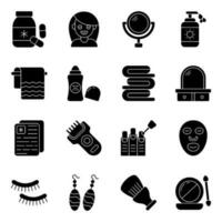 Pack of Fashion and Makeup Solid Icons vector