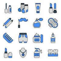 Pack of Makeup Accessories Flat Icons vector