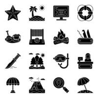 Pack of Travel and Tour Solid Icons vector
