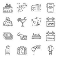 paquete de iconos lineales de tour vector