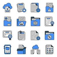 Pack of Files and Data Flat Icons vector