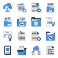 Pack of Files and Data Flat Icons vector