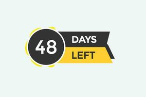 48 days left countdown template,48  day countdown left banner label button eps 48 vector