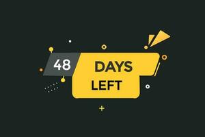 48 days left countdown template,48  day countdown left banner label button eps 48 vector