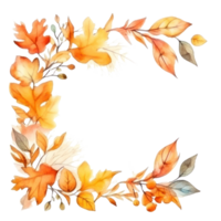 Watercolor Autumn Frame. Illustration AI Generative png