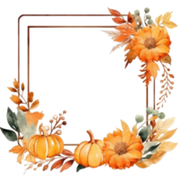 Watercolor Autumn Frame. Illustration AI Generative png