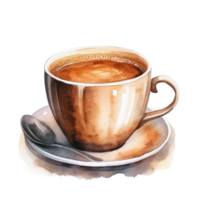 Watercolor cup of coffee. Illustration AI Generative png