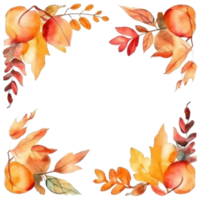 Watercolor Autumn Frame. Illustration AI Generative png