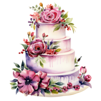 aquarelle mariage gâteau. illustration génératif ai png