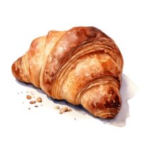 aguarela croissant isolado. ilustração ai generativo png