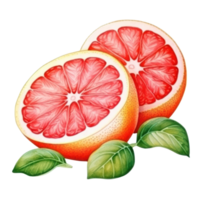 vattenfärg röd grapefrukt. illustration ai generativ png