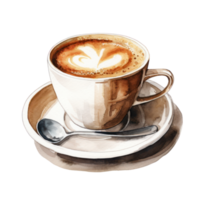 Watercolor cup of coffee. Illustration AI Generative png