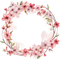 aguarela quadro, Armação com sakura flores ilustração ai generativo png