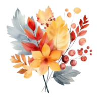 Watercolor Autumn Bouquet. Illustration AI Generative png
