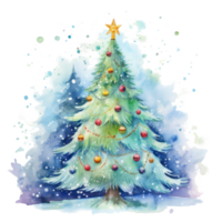 Watercolor Christmas tree. Illustration AI Generative png