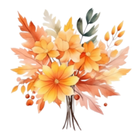 Watercolor Autumn Bouquet. Illustration AI Generative png