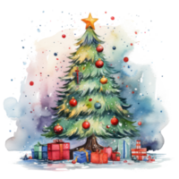 acuarela Navidad árbol. ilustración ai generativo png