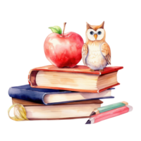 Watercolor back to school background. Illustration AI Generative png