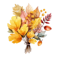 Watercolor Autumn Bouquet. Illustration AI Generative png