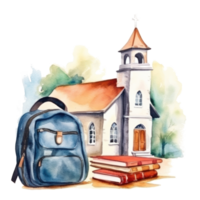 Watercolor back to school background. Illustration AI Generative png