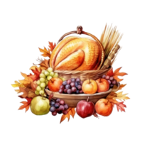 Watercolor Thanksgiving background. Illustration AI Generative png