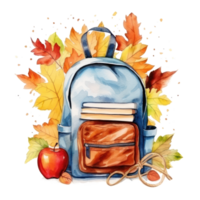 Watercolor back to school background. Illustration AI Generative png