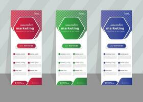 Attractive modern roll up banner design template for medical and healthcare Pro Vector