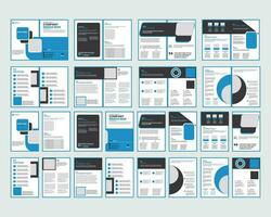 folleto creativo diseño colocar, de múltiples fines modelo con cubrir, empresa perfil, volantes, espalda y dentro páginas, de moda minimalista plano diseño, vertical a4 formato vector