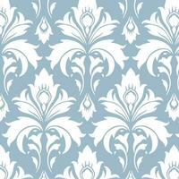 blue and white damask pattern design vector