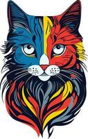The cute cat vector illustration with digital oil paints for greeting cards, banners, gifts kid art.