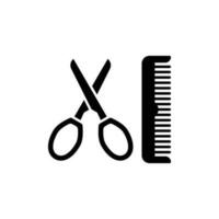 scissors and comb icon. solid icon vector