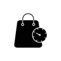 time to shop icon. solid icon vector