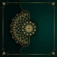 Green background with mandala ornament vector