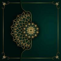 Green background with mandala ornament vector