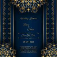 vintage invitation card, with mandala ornament vector