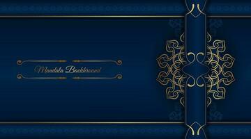 luxury blue background, with golden mandala ornament vector