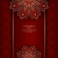 Red background with mandala ornament vector