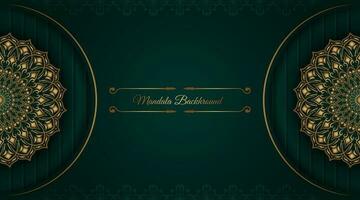 luxury green background, with golden mandala ornament vector