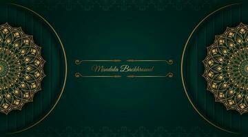 luxury green background, with golden mandala ornament vector