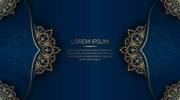 luxury blue background, with golden mandala ornament vector