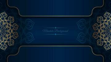 luxury blue background, with golden mandala ornament vector