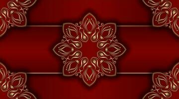 Red background with mandala ornament vector