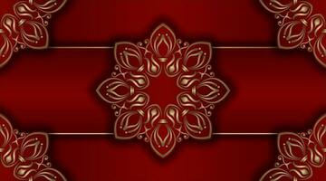 Red background with mandala ornament vector