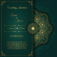 vintage invitation card, with mandala ornament vector