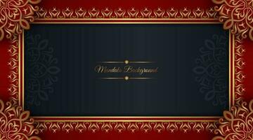 red luxury background, with gold mandala ornament vector