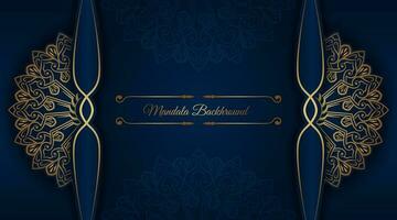 luxury blue background, with golden mandala ornament vector