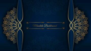 luxury blue background, with golden mandala ornament vector