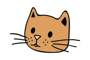 Hand drawn cat muzzle clipart. Cute pet face doodle vector